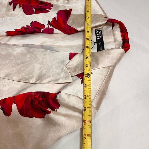 Zara Floral Print Satin Effect Open Blazer New Size Medium - Picture 14 of 16